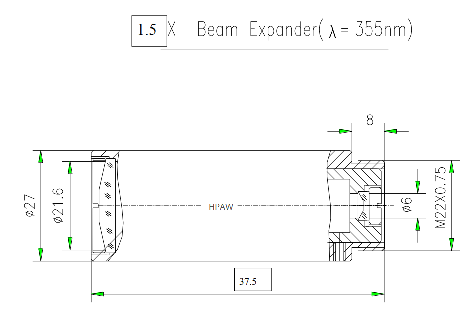 355nm不可調發散角紫外擴束鏡筒